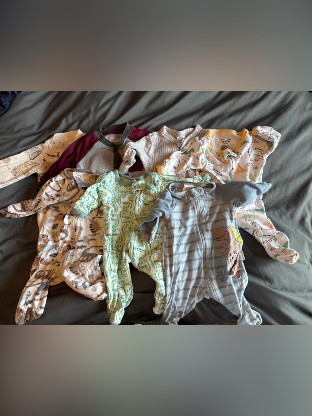Newborn Mixed Color Cotton Footed Onesies Set - Assorted Patterns